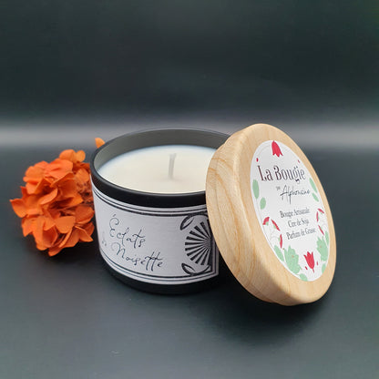 Bougie parfumée Éclats de Noisette – Black Edition | Cire de soja naturelle | Fabriquée en France