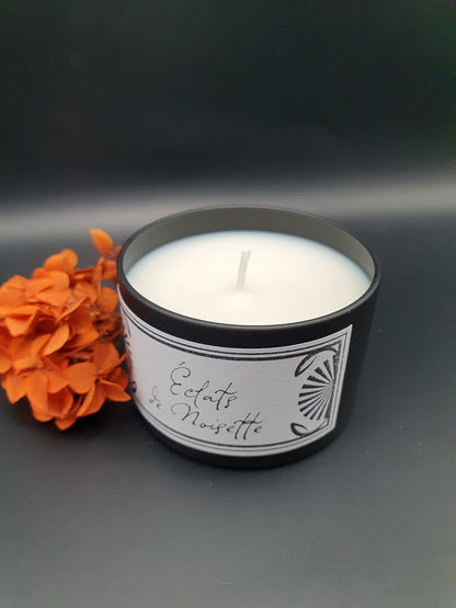 Bougie parfumée Éclats de Noisette – Black Edition | Cire de soja naturelle | Fabriquée en France