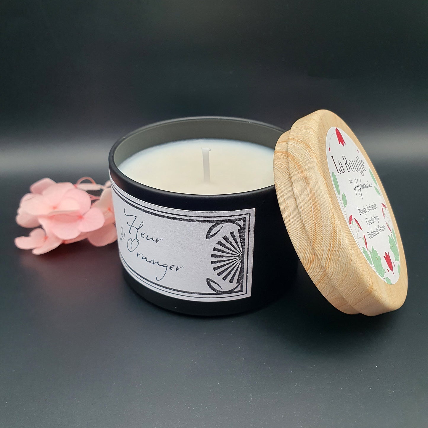 Bougie parfumée Fleur d'oranger – Black Edition | Cire de soja naturelle | Fabriquée en France