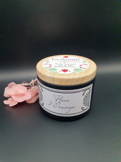 Bougie parfumée Fleur d'oranger – Black Edition | Cire de soja naturelle | Fabriquée en France