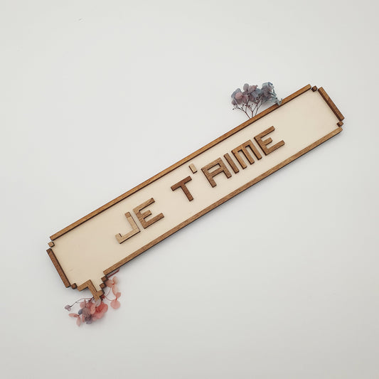 Plaque décorative geek en bois – “Je t’aime” version gamer – décoration murale gaming