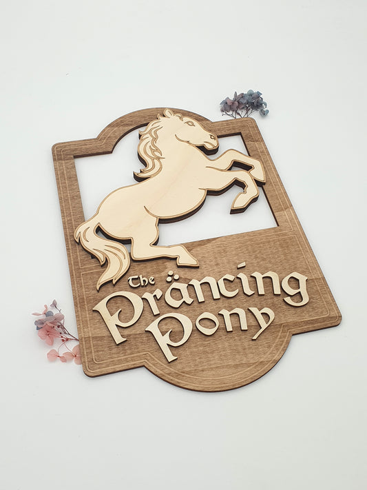 Enseigne murale Prancing Pony – Décoration fantasy inspirée du Seigneur des Anneaux