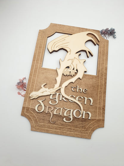 Décoration murale enseigne auberge Green Dragon inn seigneur des anneaux heroic fantasy hobbit