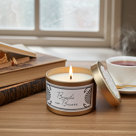 Bougie parfumée brioche au beurre en cire de soja naturelle - Parfum d’une boulangerie réconfortante