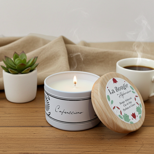 Bougie parfumée cappuccino en cire de soja naturelle - Parfum d’un café doux et réconfortant