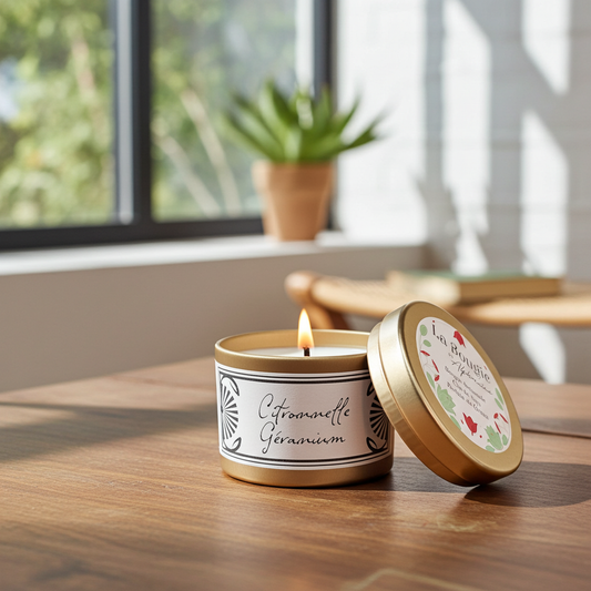 Bougie parfumée citronnelle en cire de soja naturelle - Ambiance d’été fraîche et légère