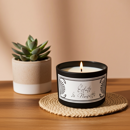 Bougie parfumée éclats de noisette en cire de soja naturelle - Le parfum doux d’une gourmandise d’automne