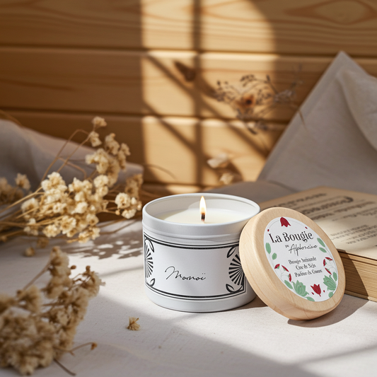 Bougie parfumée monoï en cire de soja naturelle - Parfum d’évasion solaire et de vacances