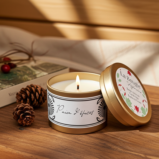 Bougie parfumée pain d’épices en cire de soja naturelle - Ambiance chaleureuse d’hiver