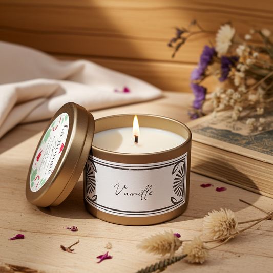 Bougie parfumée vanille en cire de soja naturelle - Ambiance chaleureuse et élégante