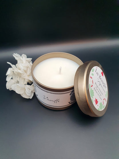 Bougie parfumée Vanille – Gold Edition | Cire de soja naturelle | Fabriquée en France