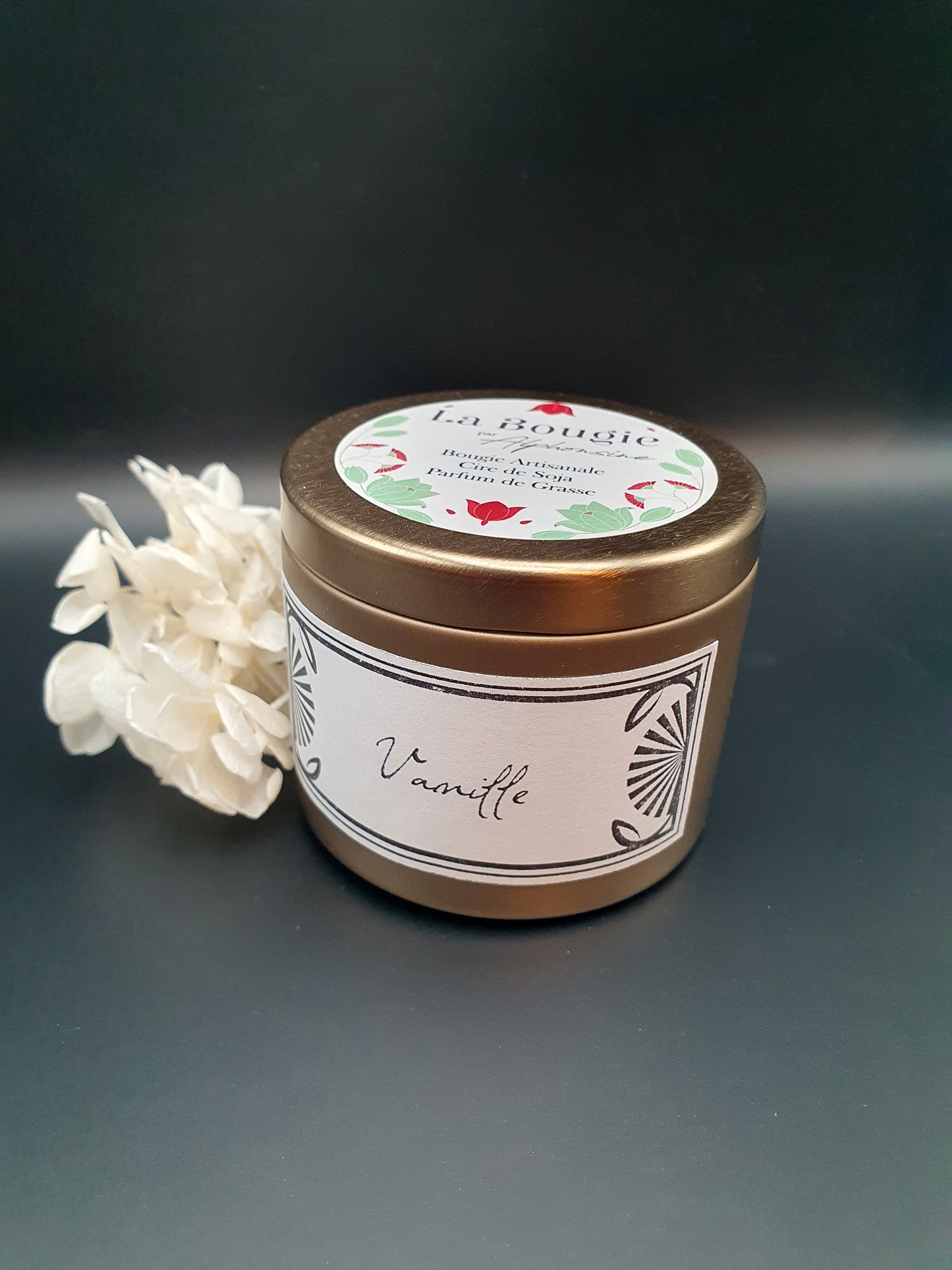 Bougie parfumée Vanille – Gold Edition | Cire de soja naturelle | Fabriquée en France