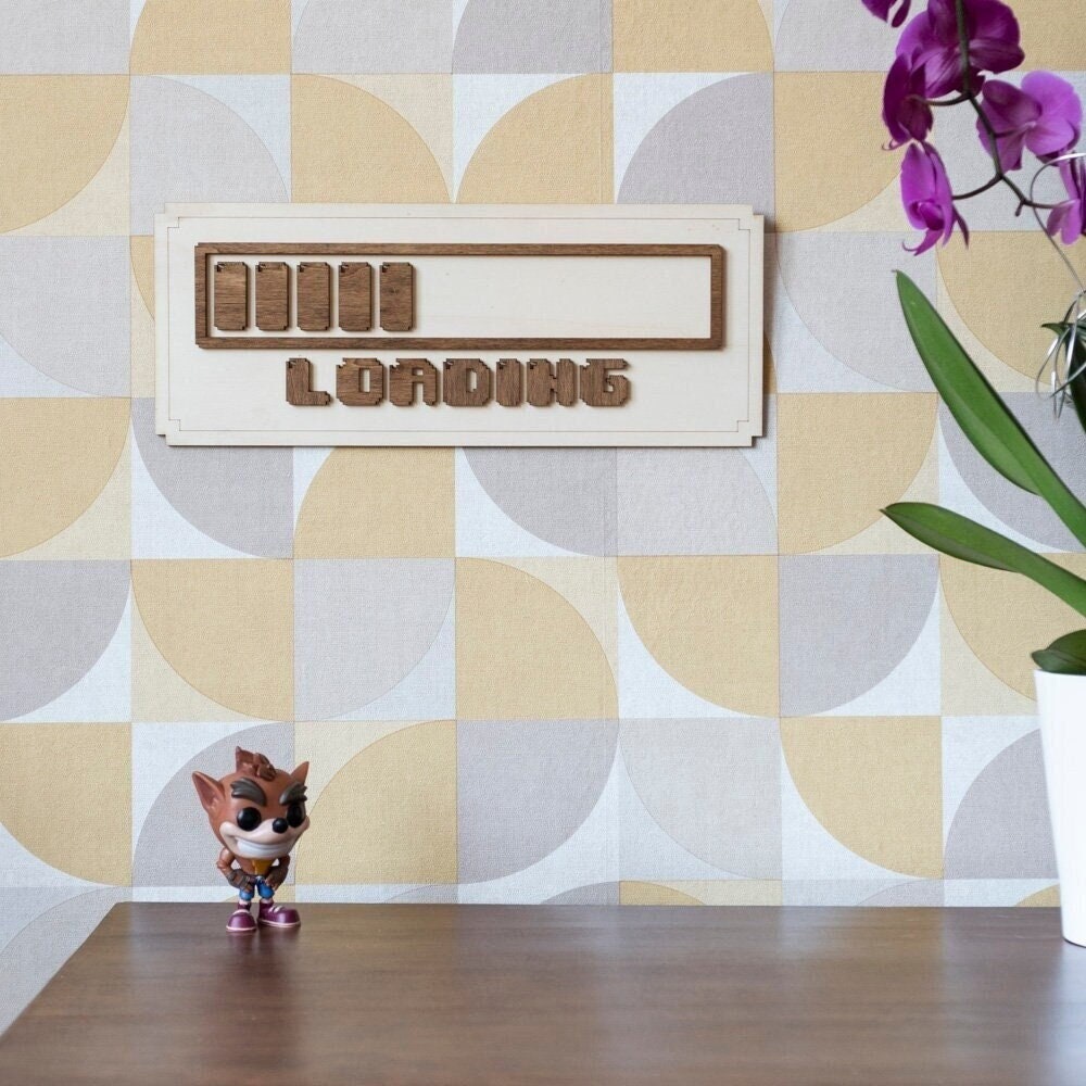 Loading - Décoration murale bois rétro gaming geek pixel jeux vidéo gaming room cadeau gamer vintage 80s 90s