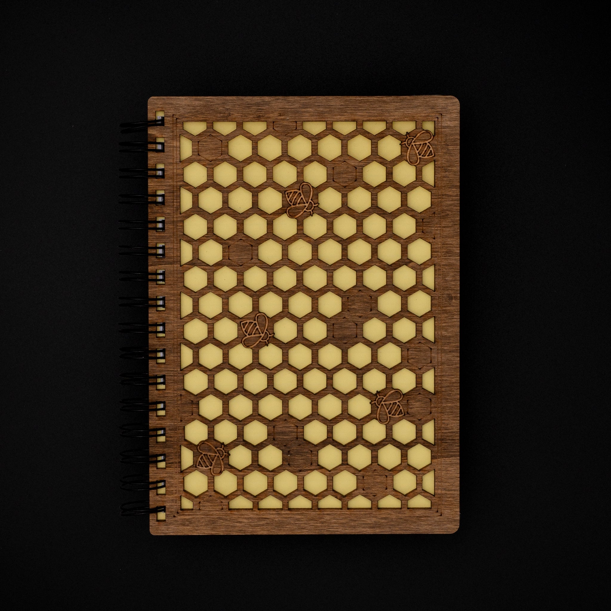 carnet bois artisanal motif abeille
