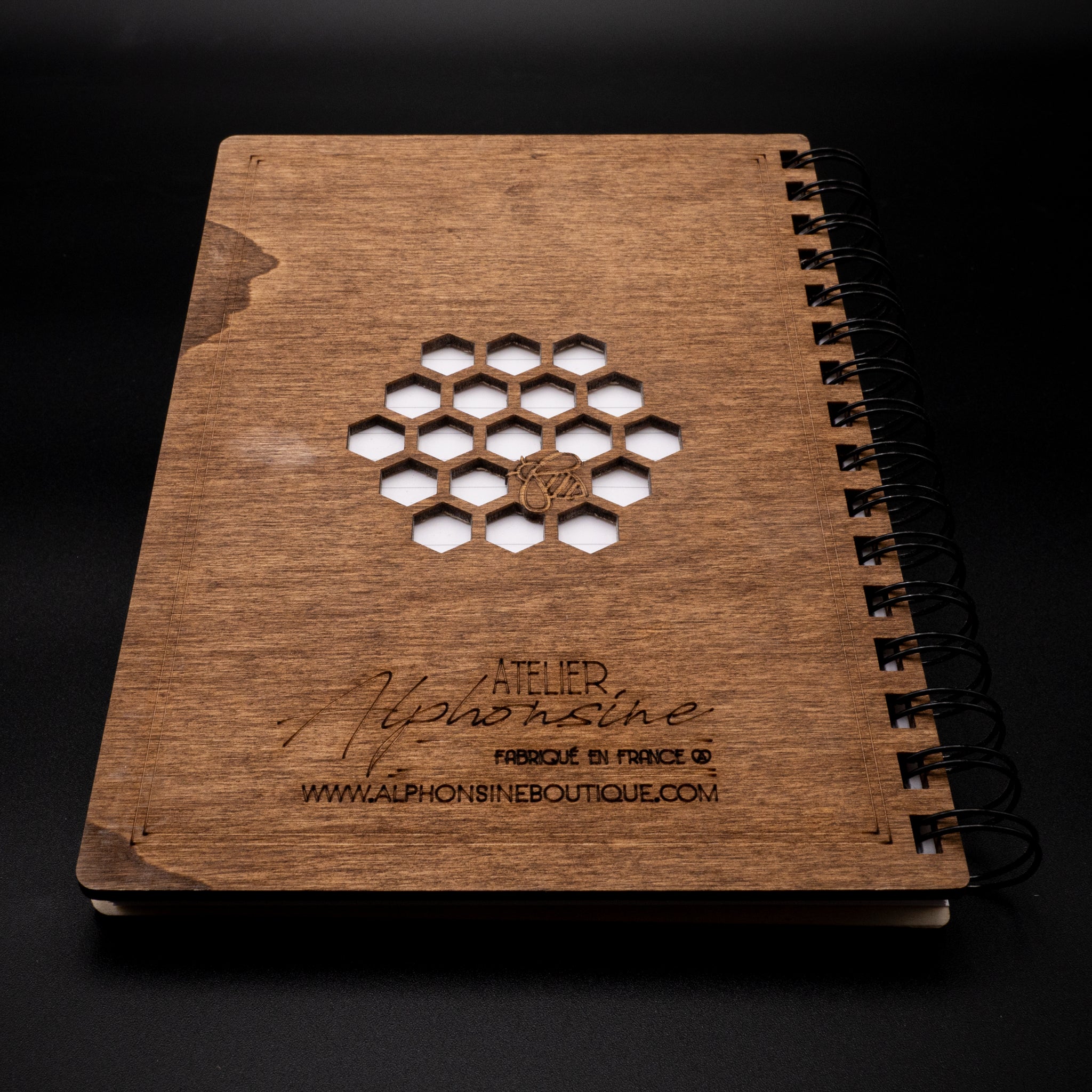 dos carnet a5 bois abeille