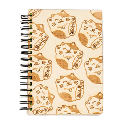 Carnet A5 rechargeable motif Maneki Neko – Cahier japonais porte-bonheur