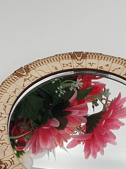 Miroir décoratif à poser Stargate miniature Porte des étoiles fanart pièce unique série TV années 90 rétro vintage nostalgie maquillage
