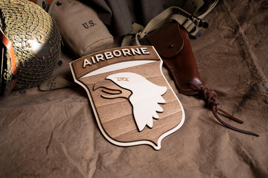 101st Airborne Wood Wall Sconce | Vintage US Army Military Decor | WW2 Veteran Gift Militaria