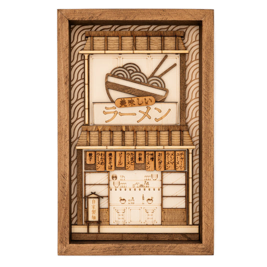 Tableau en bois boutique de ramen – Décoration murale japonaise urbaine