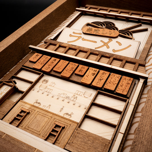 Tableau en bois boutique de ramen – Décoration murale japonaise urbaine