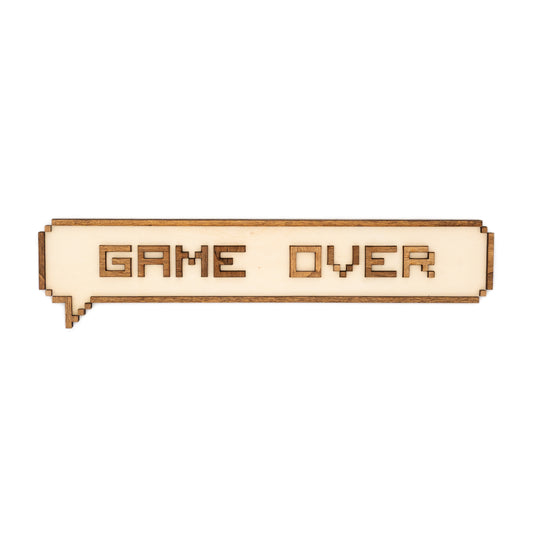 Décoration murale Game Over en bois – Pixel art rétro gaming 8-bit