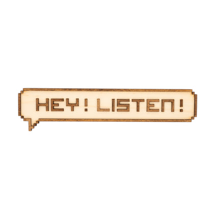 Hey Listen – Bulle pixel décoration murale gaming rétro en bois