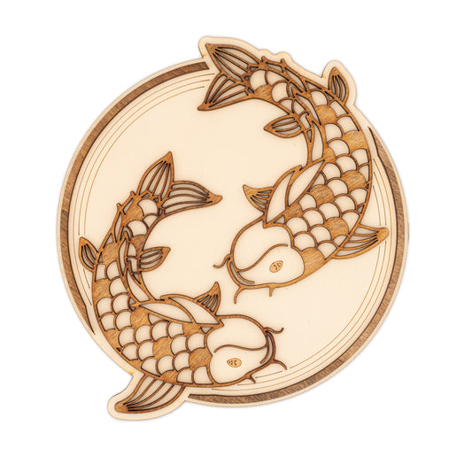 Décoration murale bois carpes Koï – Art japonais zen