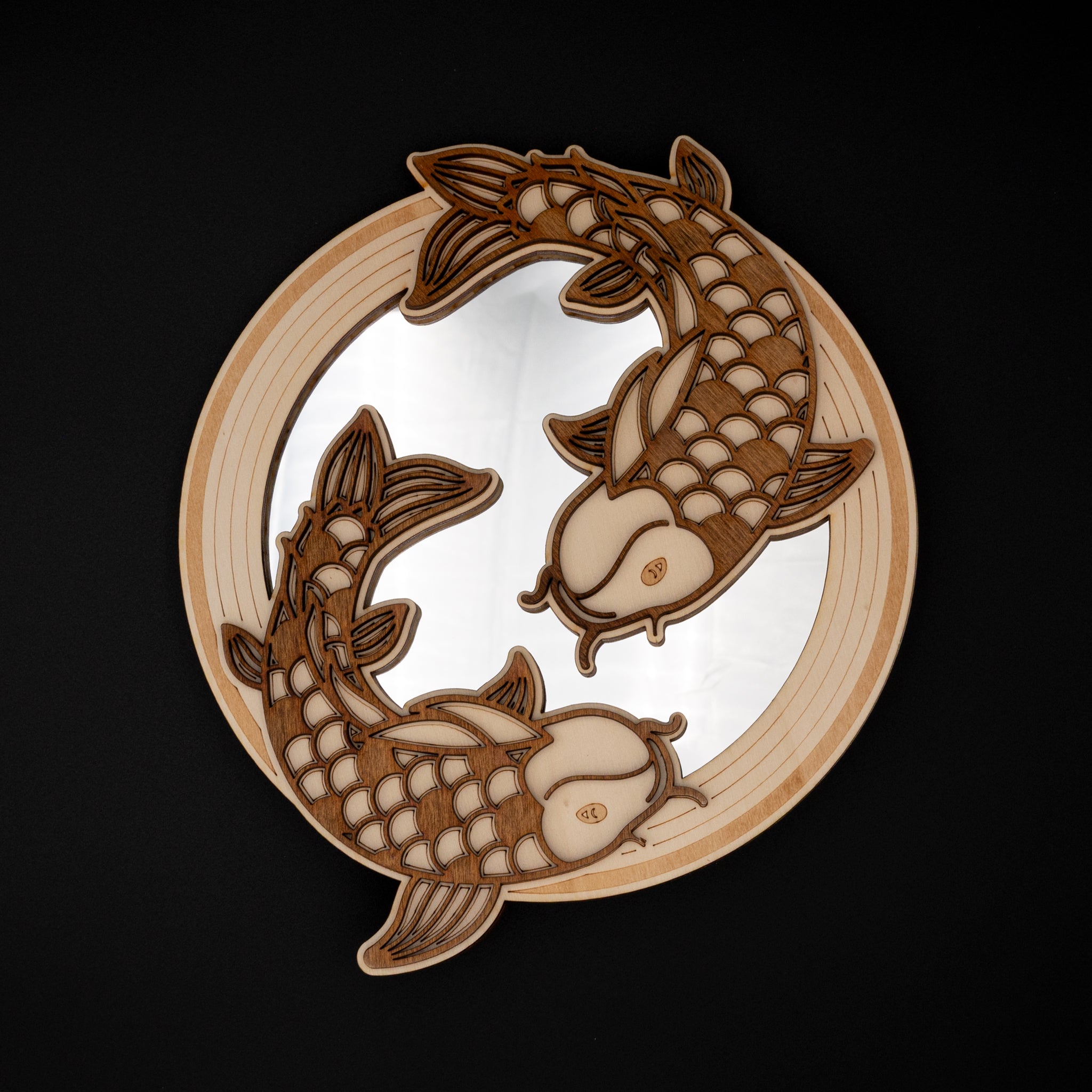 décoration murale japonaie poissons carpes koï miroir
