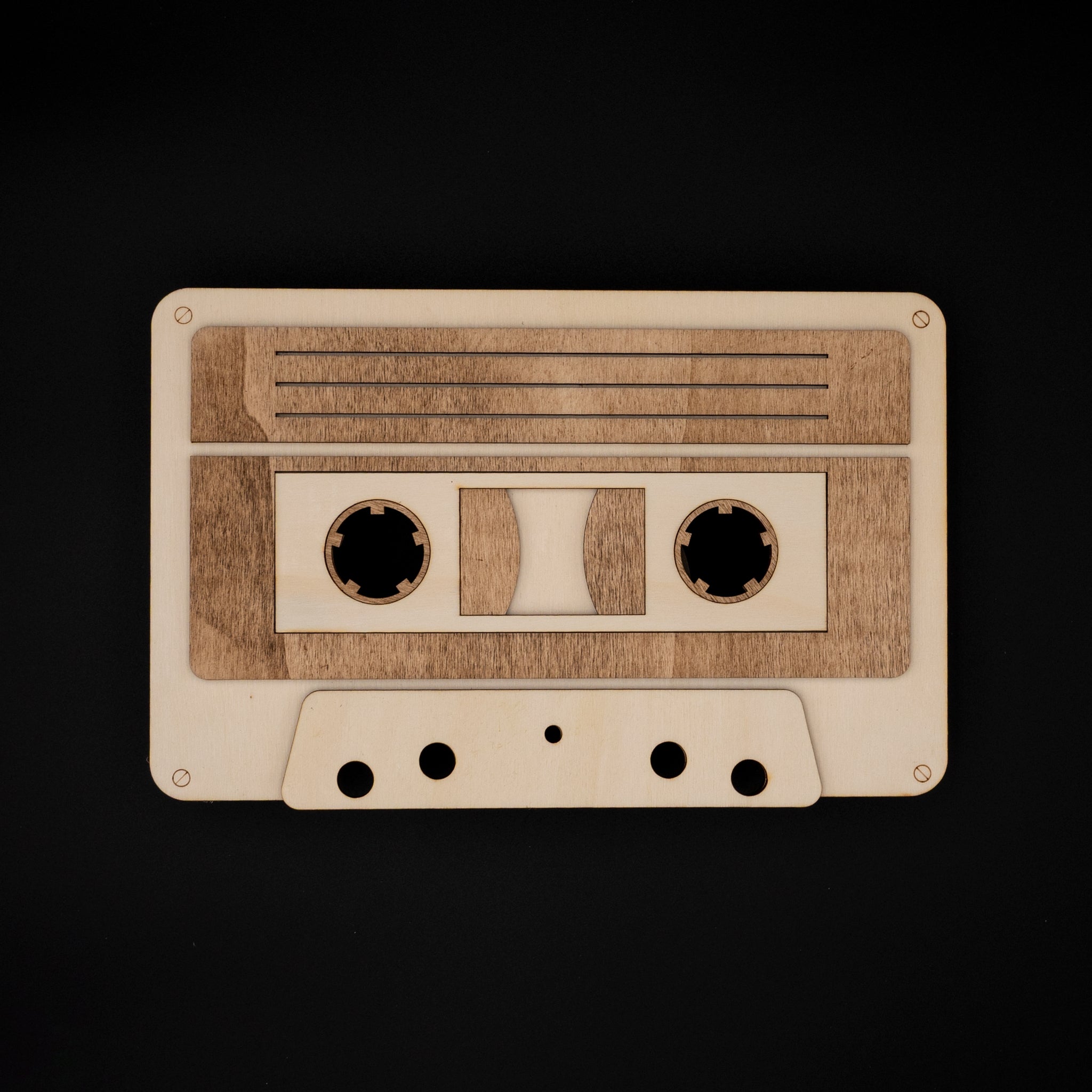 décoration murale bois rétro cassette audio