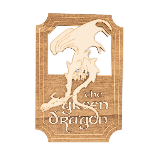 Enseigne murale Green Dragon Inn – Décoration fantasy inspirée du Seigneur des Anneaux