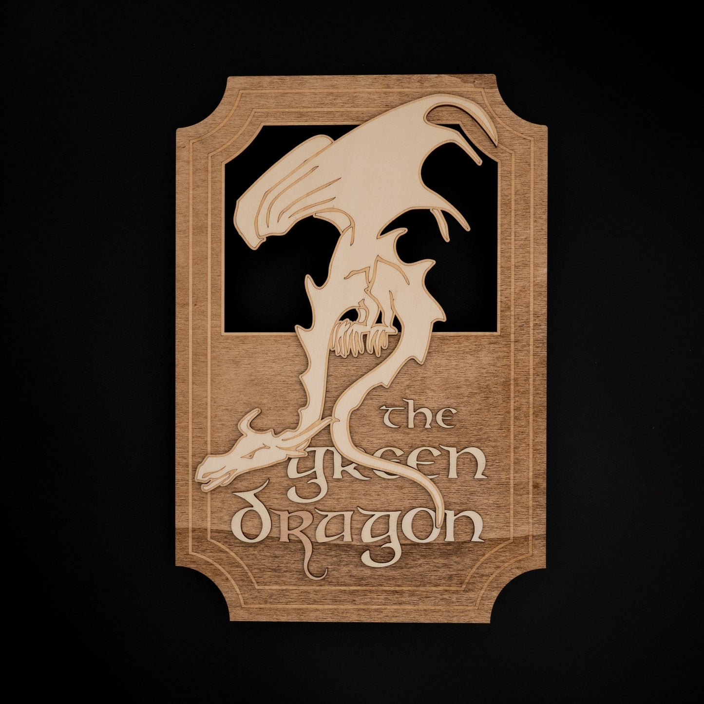 Enseigne murale Green Dragon Inn – Décoration fantasy inspirée du Seigneur des Anneaux