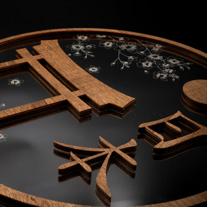 décoration murale bois japonaise miroir sakura torii