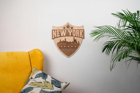 décoration murale américaine New York Skyline bois