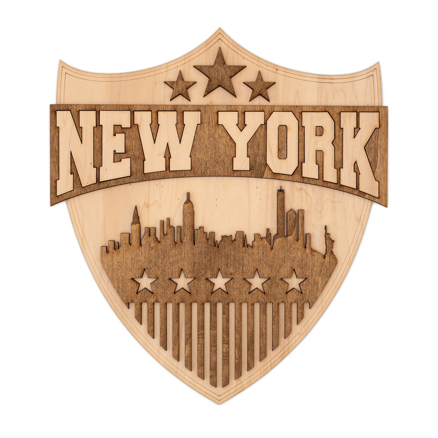 Décoration murale New York en bois – Skyline USA – Panneau rétro vintage style américain Big Apple