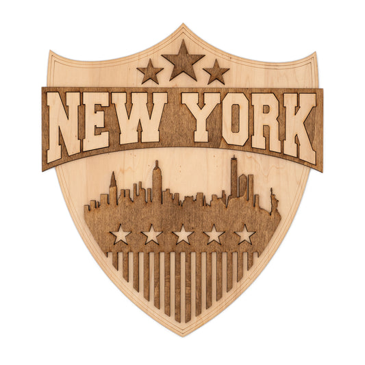 Décoration murale New York en bois – Skyline USA – Panneau rétro vintage style américain Big Apple