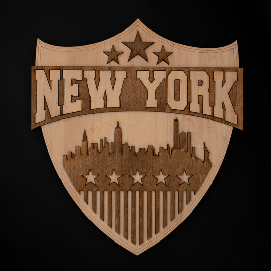 Décoration murale New York en bois – Skyline USA – Panneau rétro vintage style américain Big Apple