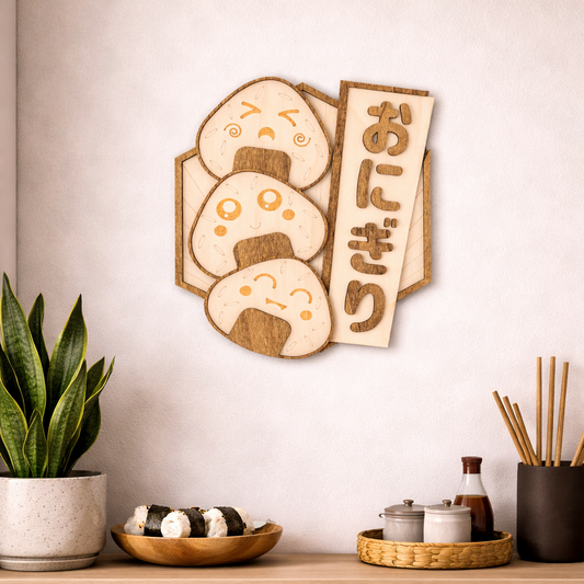 Onigiri - Décoration murale bois street food japonaise kawaii
