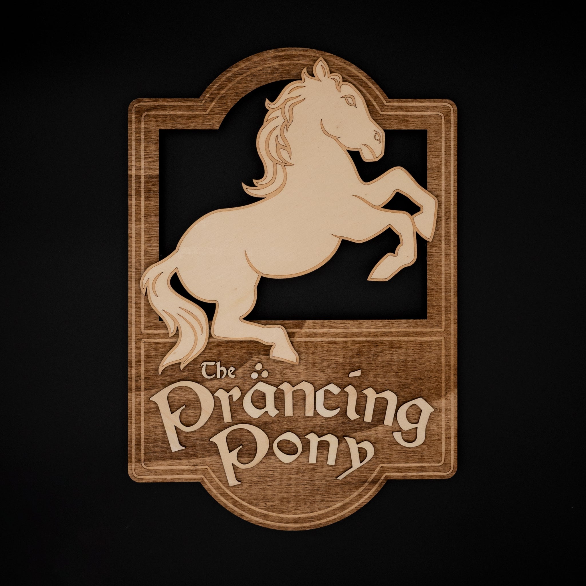 Enseigne murale bois artisanale seigneur des anneaux taverne prancing pony