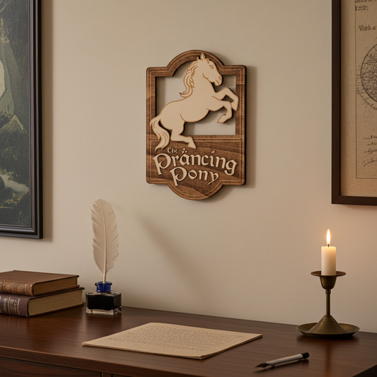 Enseigne murale Prancing Pony – Décoration fantasy inspirée du Seigneur des Anneaux