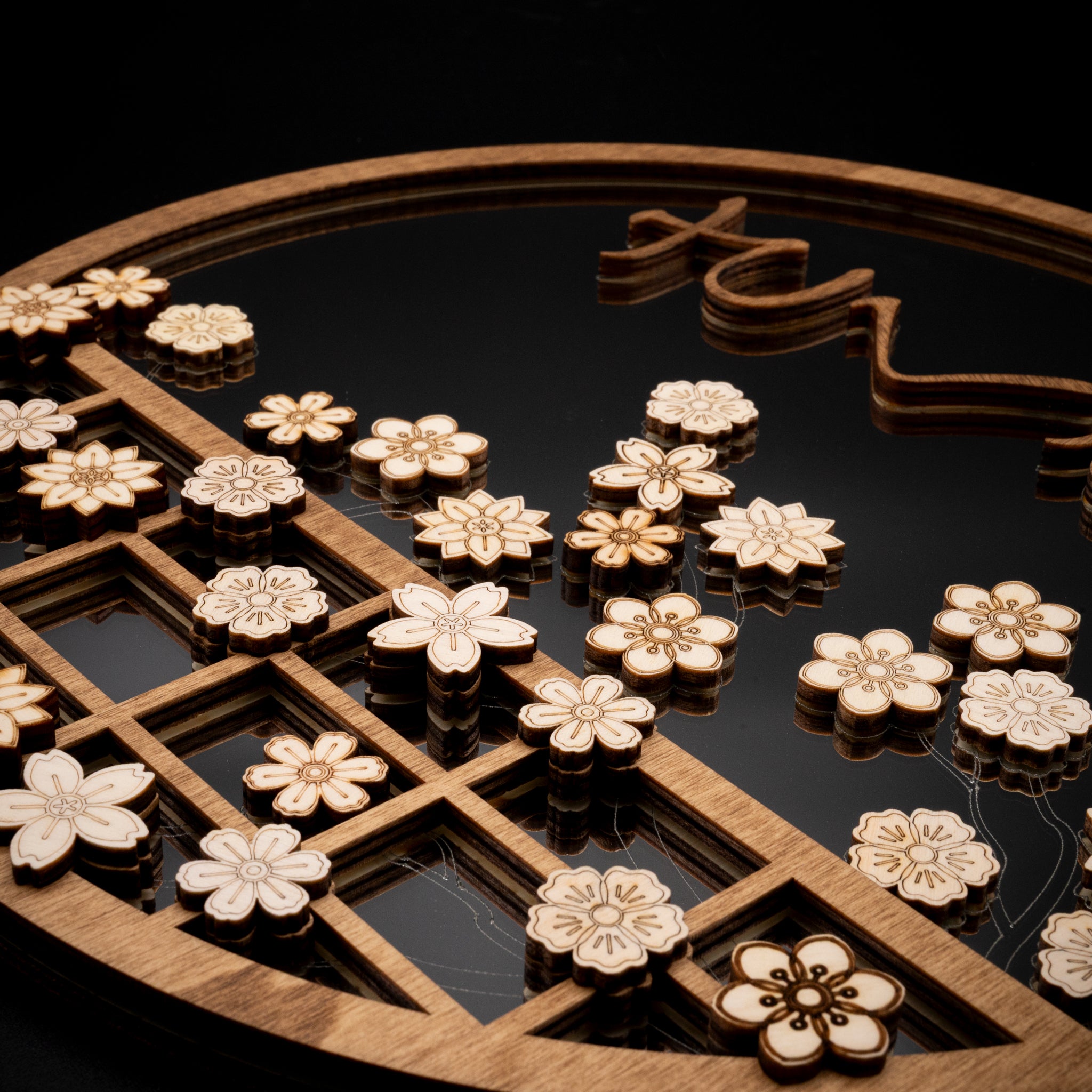 décoration murale japonaise bois sakura miroir