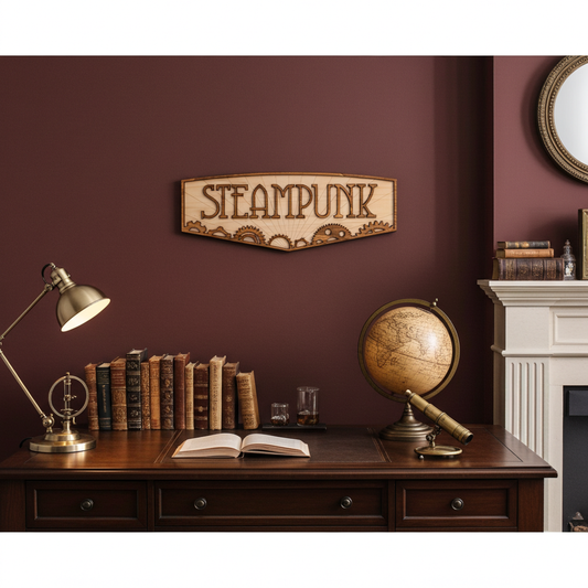 Applique murale steampunk en bois – Décoration rétrofuturiste