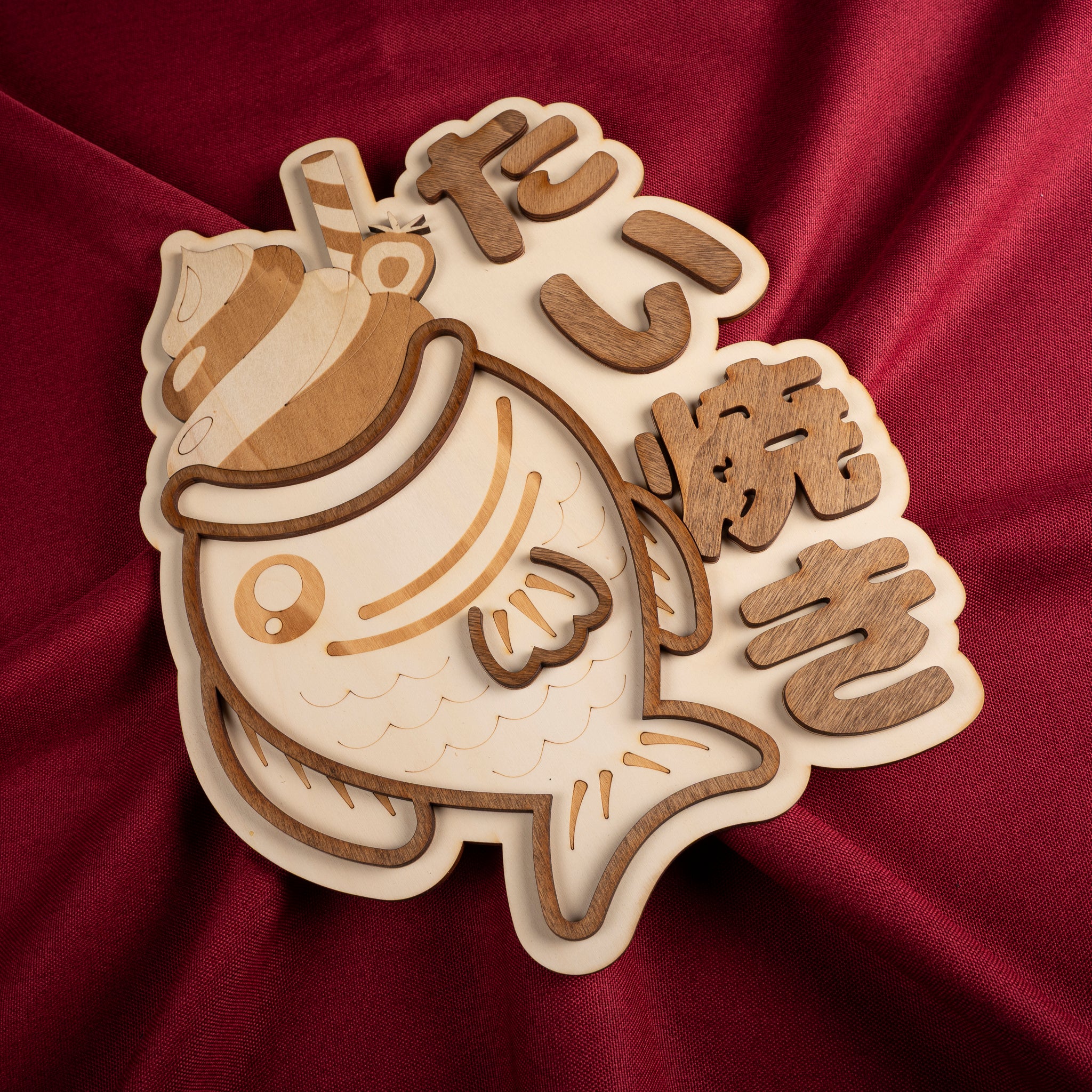 Décoration murale bois japonaise gaufre taiyaki