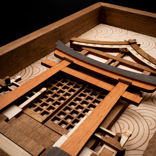 Tableau en bois sanctuaire shinto – Décoration murale inspirée du Japon traditionnel