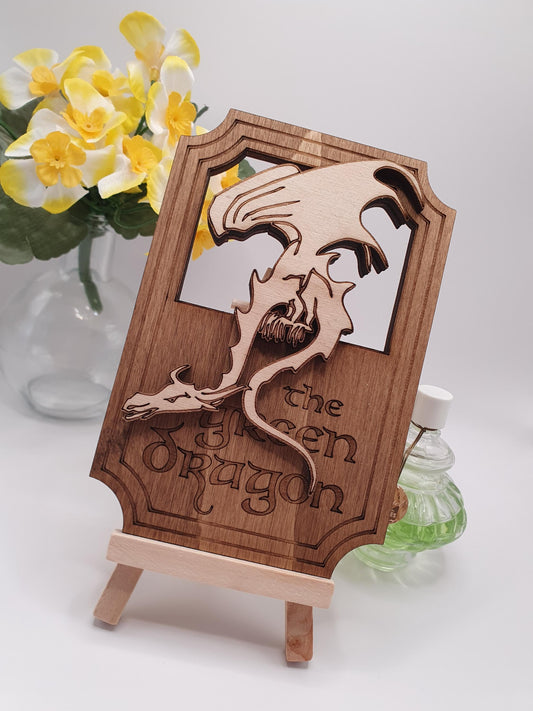 Wall decoration miniature sign mini inn Green Dragon inn lord of the rings cute heroic fantasy dollhouse hobbit