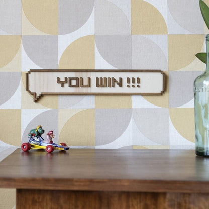 Pixel Bubble "You Win!!!" - Retrogaming Geek Gaming Room Wooden Wall Decoration Retro Vintage Gamer Gift