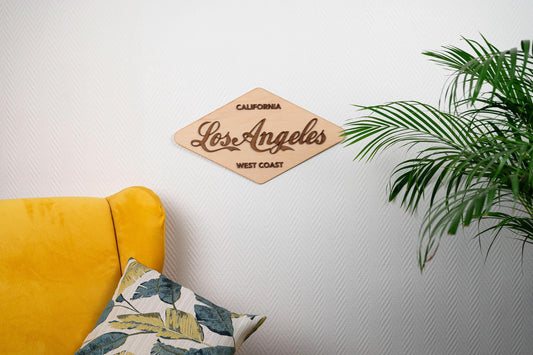 Los Angeles Wooden Wall Decor - California West Coast - Vintage Retro USA Travel