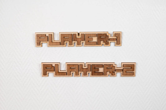 Wooden Player 1 Player 2 Couple Wall Decor - Retro Gaming Geek Pixel Art Gamer Gift Love Vintage Valentine's Day Nerd