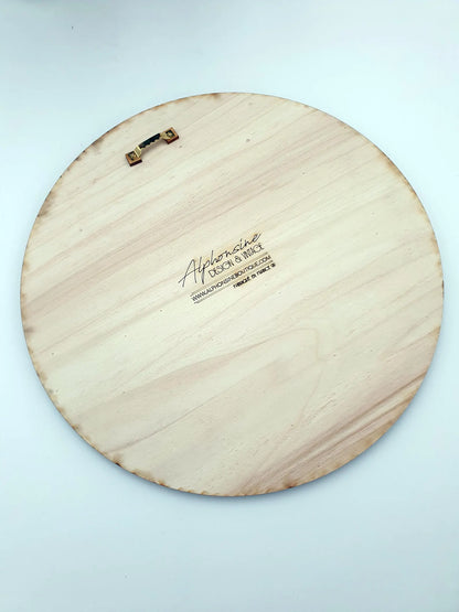 Japanese Wooden Wall Decor 30cm - Sakura Cherry Blossom Laser Engraved - Round Japanese Style Wall Art - Shoji Zen Hanami Panel