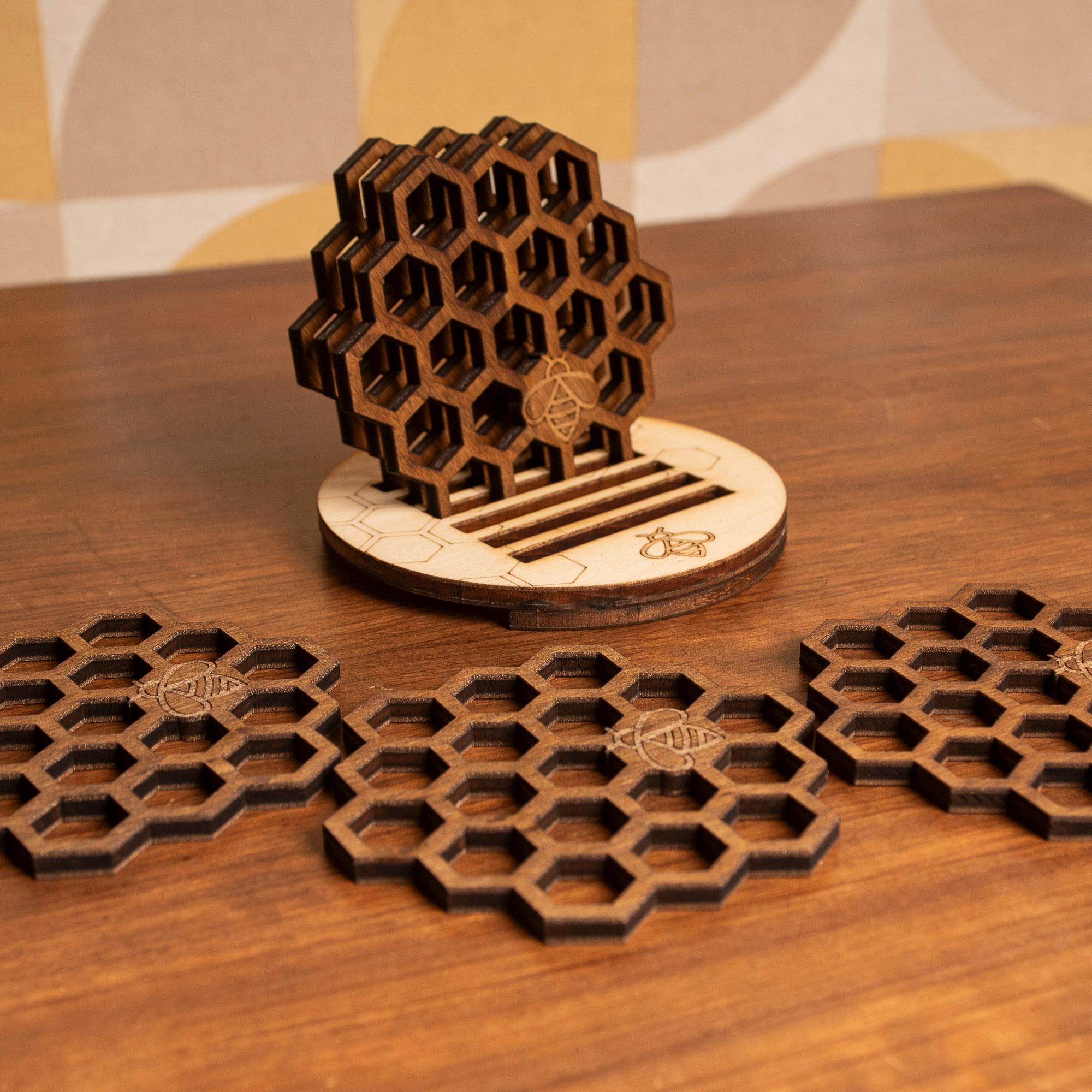 Lot de sous verres abeille avec socle