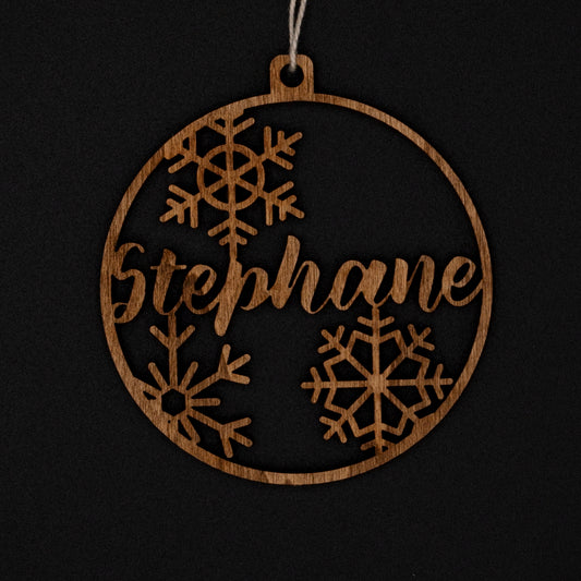 Christmas Snowflake Ball Suspension Personalized Name Birth Gift First Christmas Baby or Animals Unique